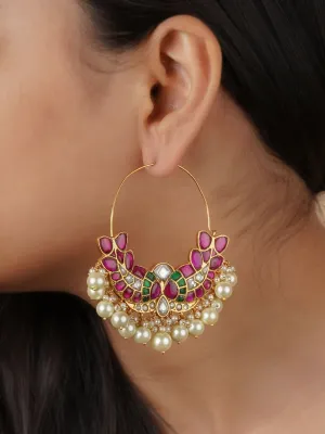 Multicolor Gold Plated Jadau Kundan Earrings - ME1219M