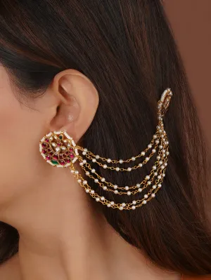 Multicolor Gold Plated Jadau Kundan Earrings - ME1317M