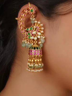 Multicolor Gold Plated Jadau Kundan Earrings - ME1326M
