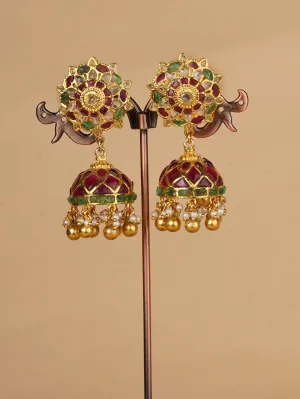 Multicolor Gold Plated Mishr Earrings - MR-E166M