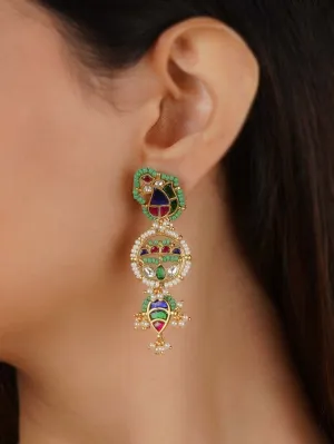 Multicolor Gold Plated Mishr Earrings - MR-E232M