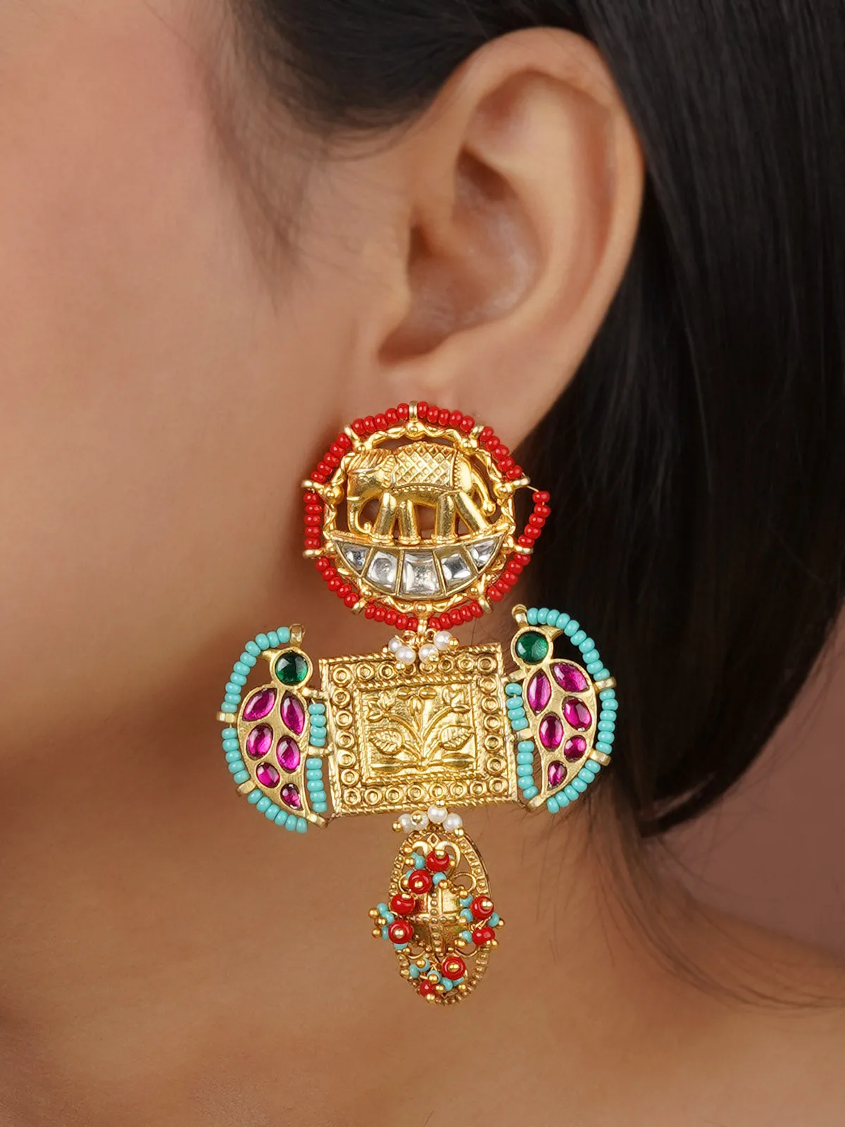 Multicolor Gold Plated Mishr Earrings - MR-E237M