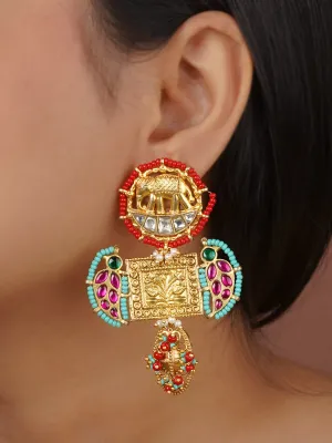 Multicolor Gold Plated Mishr Earrings - MR-E237M
