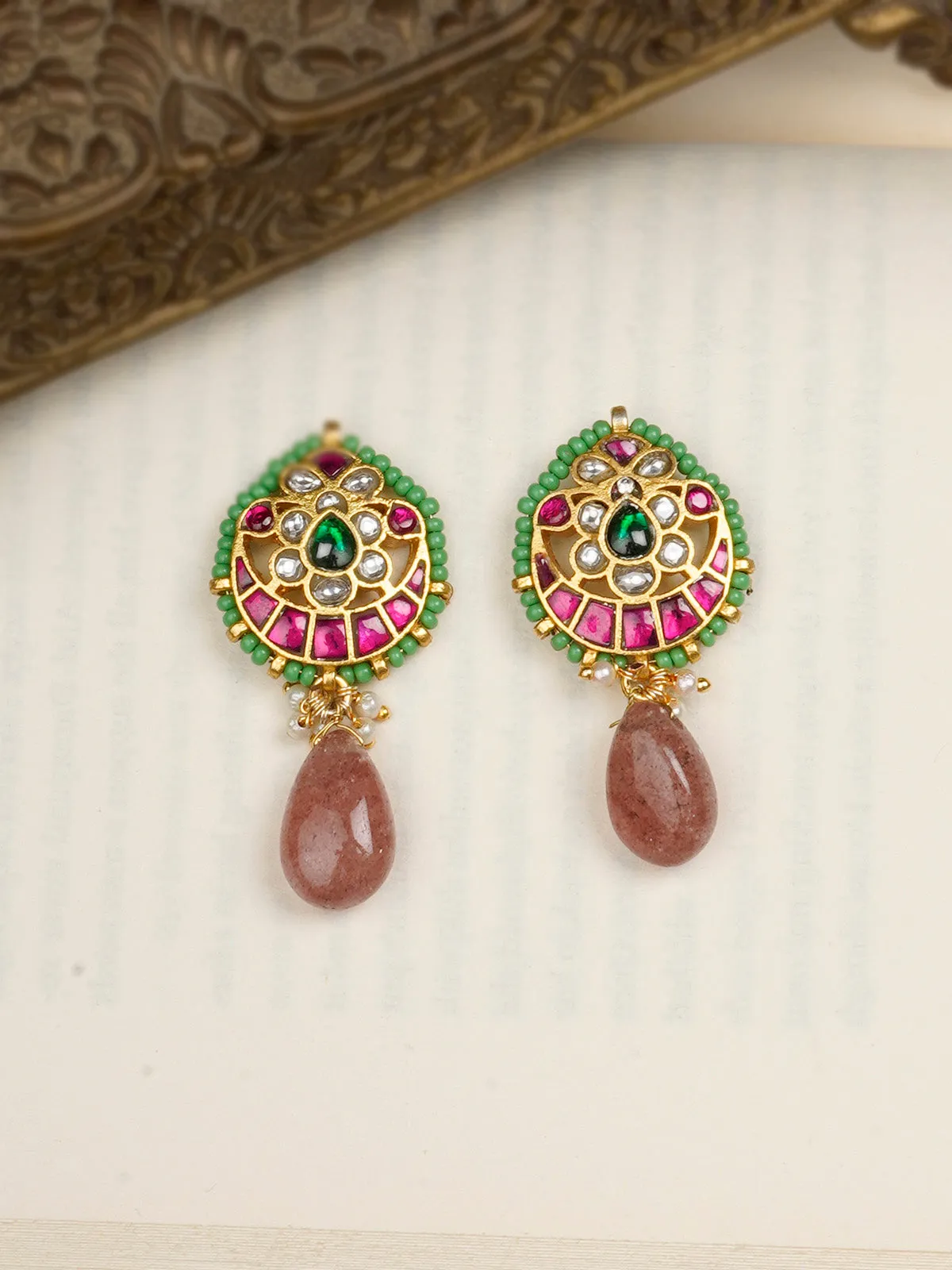 Multicolor Gold Plated Mishr Earrings - MR-E81M