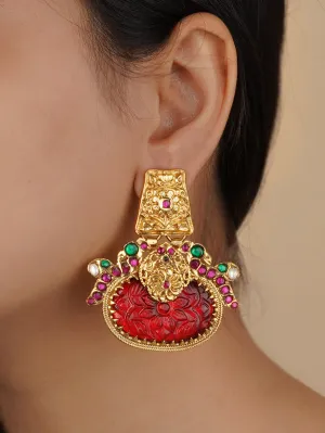 Multicolor Gold Plated Temple Earrings - TMPEAR638