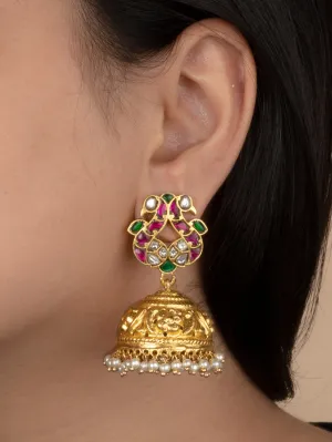 Multicolor Gold Plated Temple Earrings - TMPEAR73MA