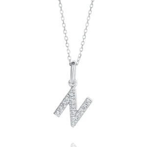 N Letter Pendant White Gold