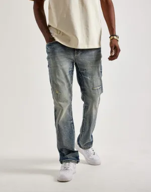 Nautical - themed fashion Smoke Rise Wave Effect Straight Denim Jeans Smart casual wear