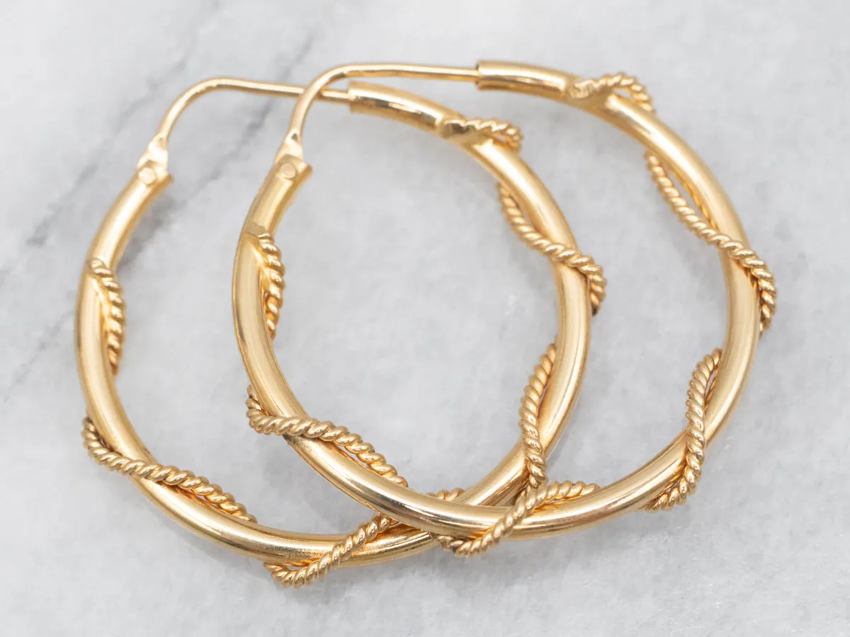 Nautical Twisted 18-Karat Gold Hoop Earrings