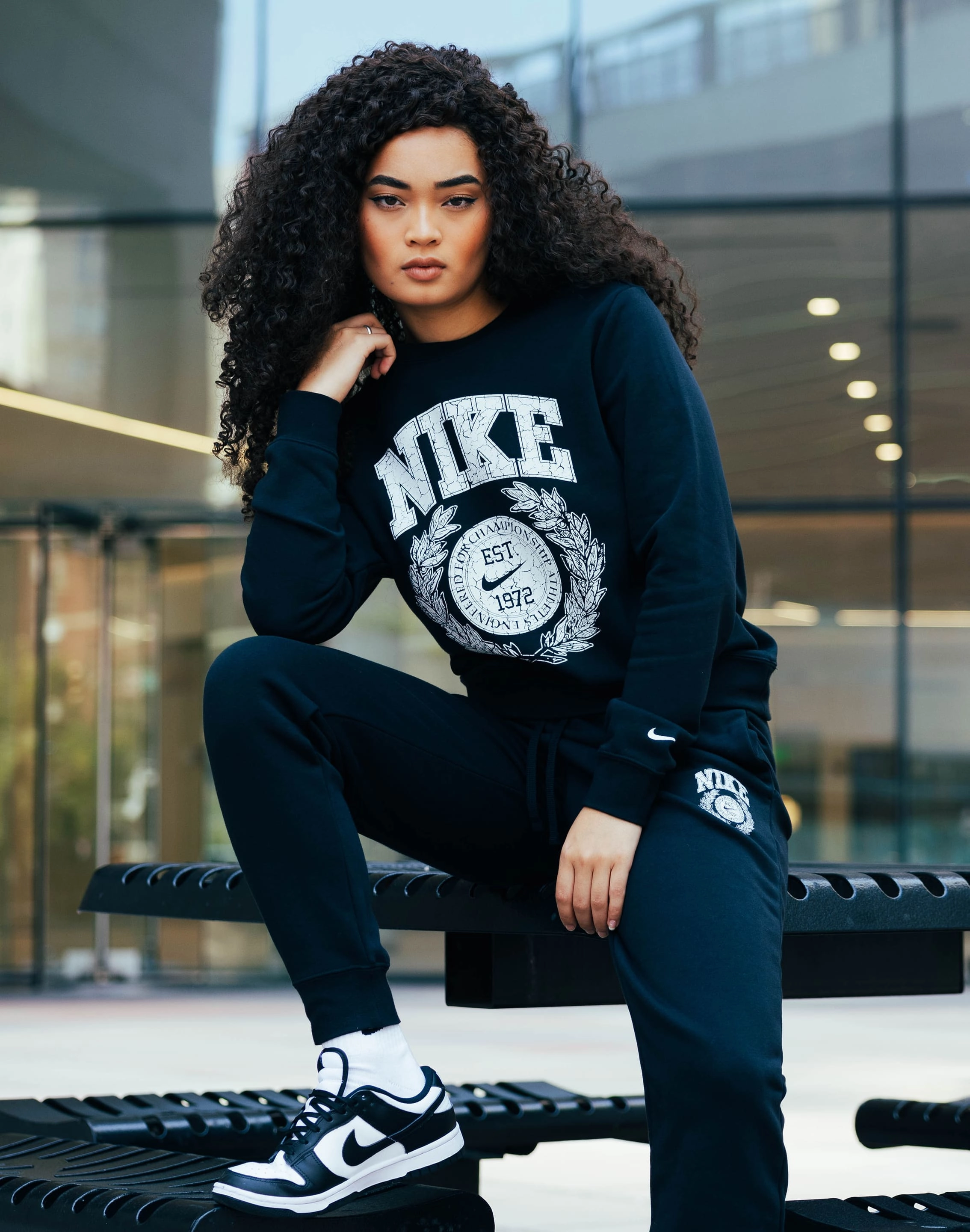 Nike Club Fleece Crewneck Sweatshirt Leather - material fashion Recycled fashion materials