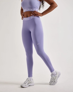 Nike Pro Mid-Rise Mesh-Paneled Leggings Denim - based fashion Wardrobe staples