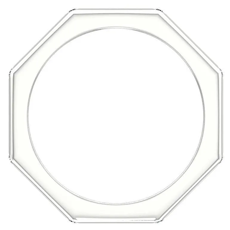 Octagonal Ring with Diamonds 14K White Gold
