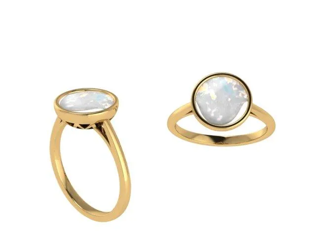 Opal Solitaire Ring 14k