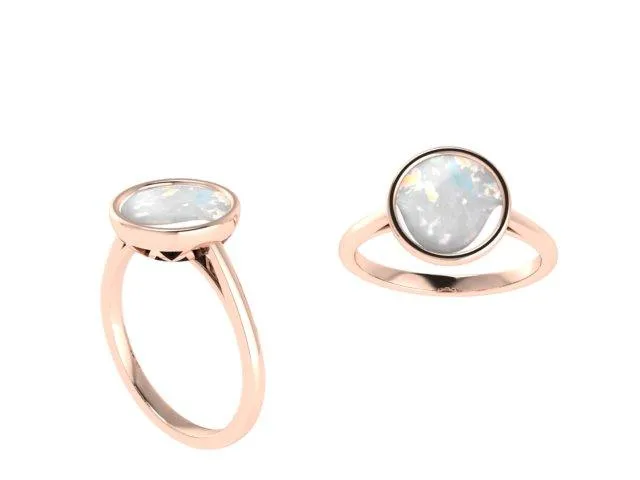 Opal Solitaire Ring 14k