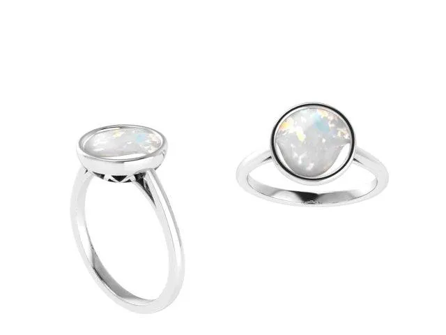 Opal Solitaire Ring 14k