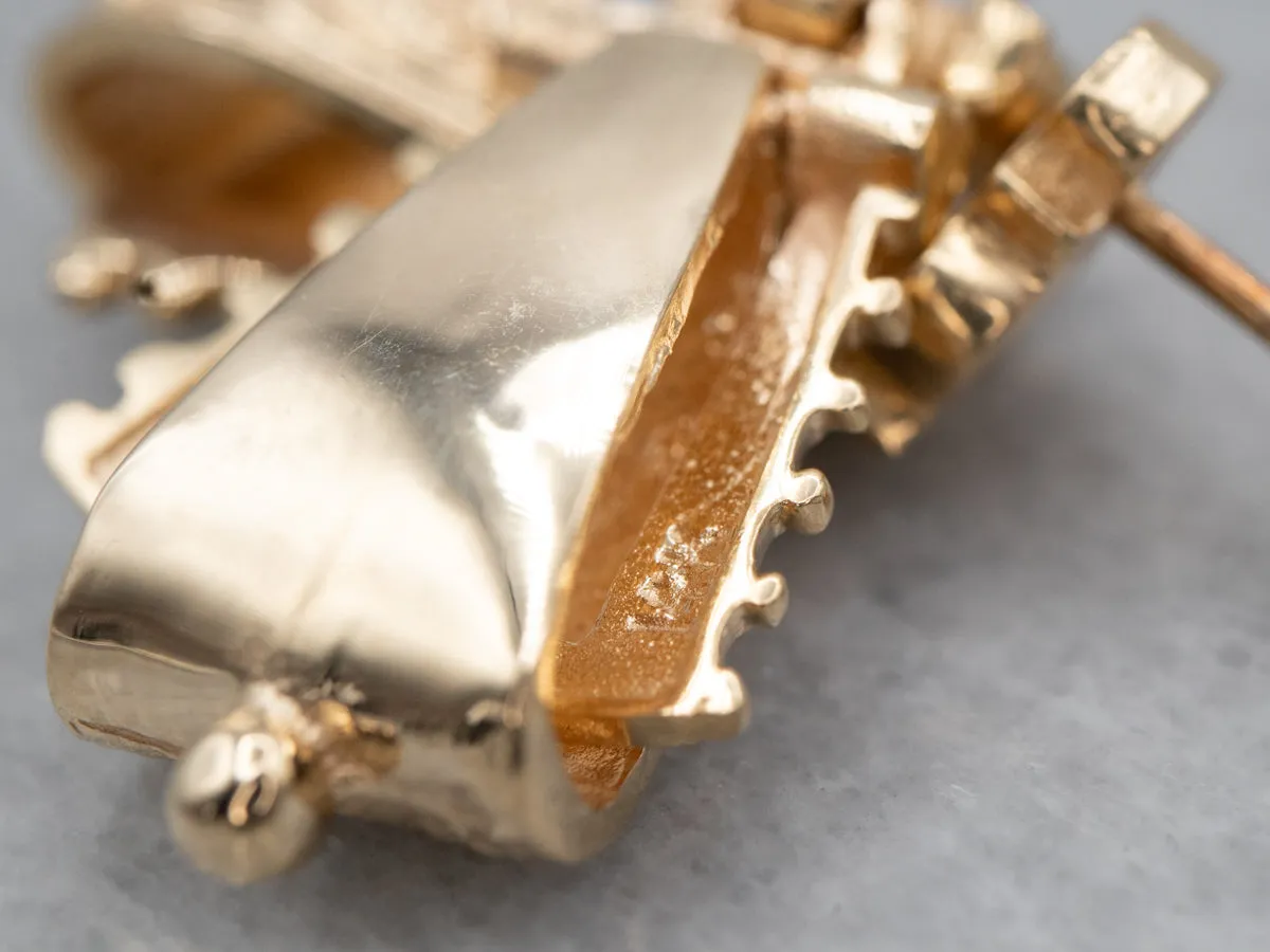 Ornate Victorian Revival Gold Drop Earrings