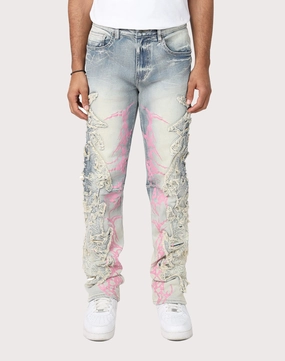 Outerwear options Grindhouse Slim Fit Thorn Frayed Ombre Blue Denim Jeans Trendy gear