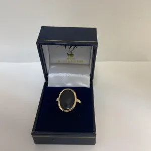 Oval Black Onyx Ring 14K Yellow Gold