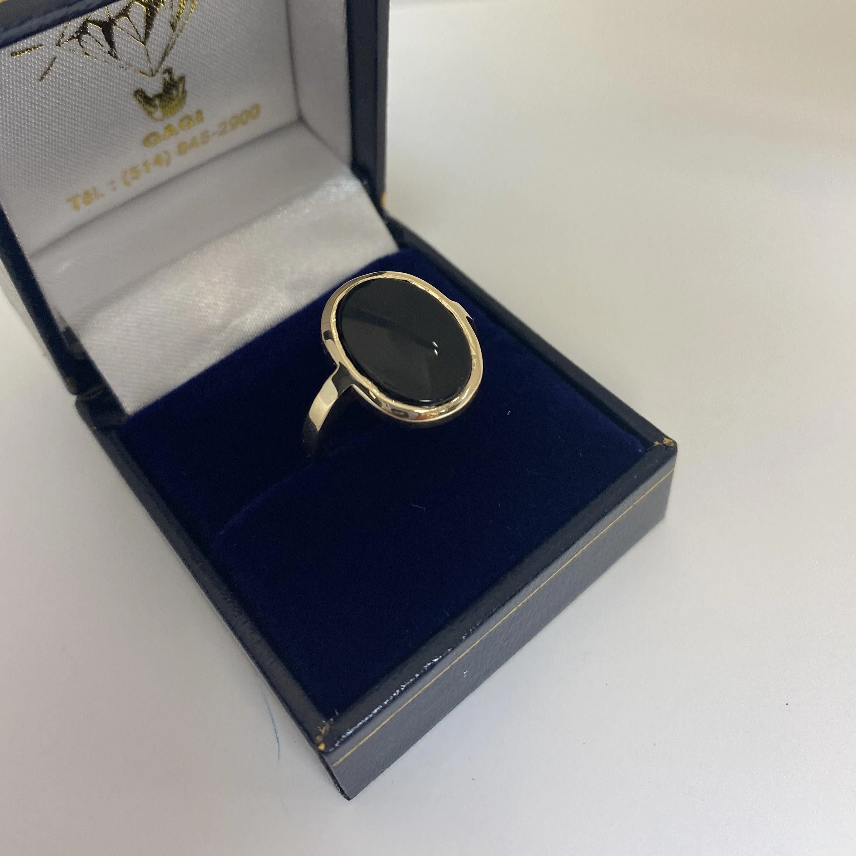Oval Black Onyx Ring 14K Yellow Gold