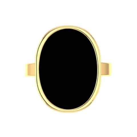 Oval Black Onyx Ring Yellow Gold