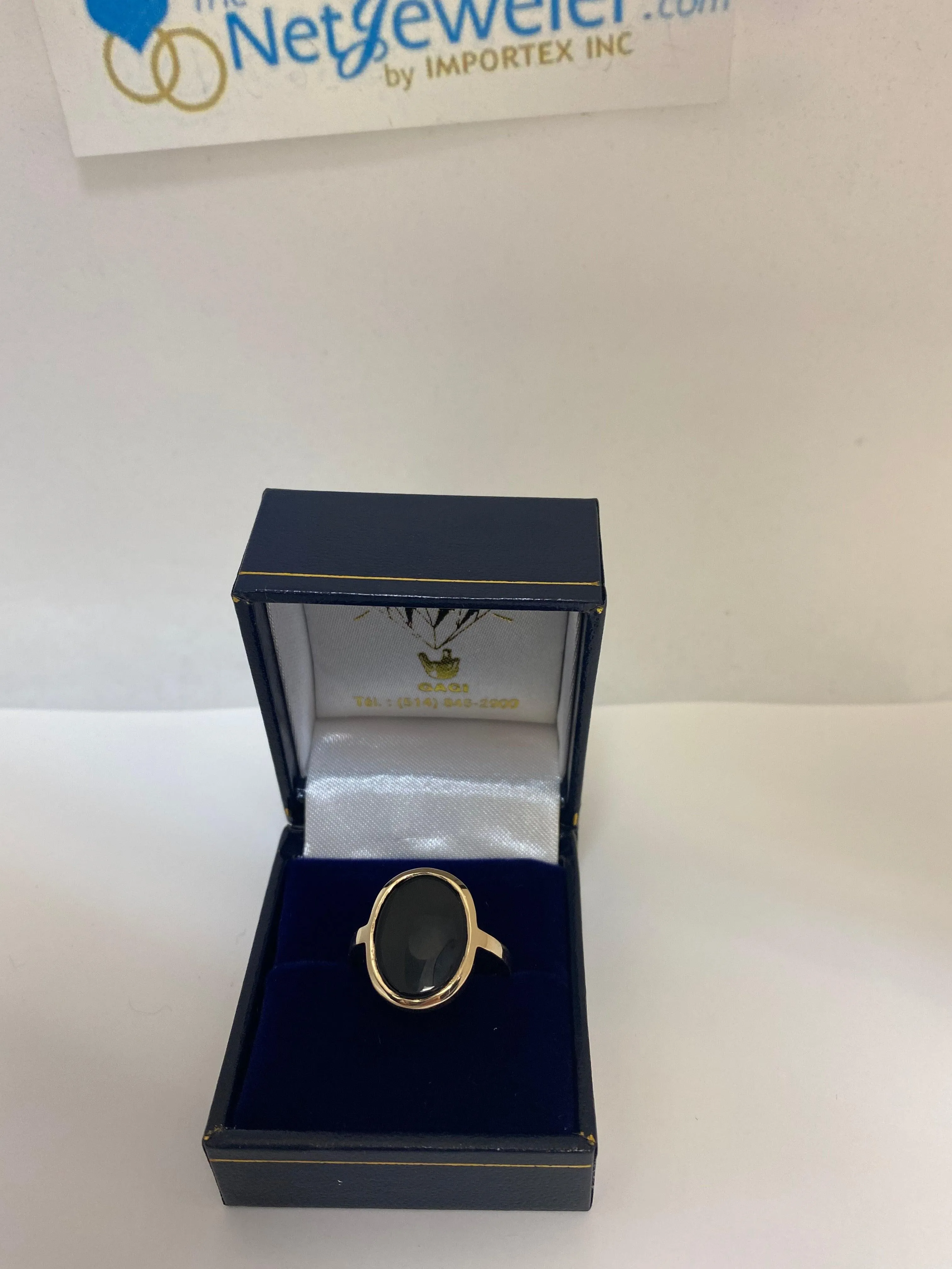 Oval Black Onyx Ring Yellow Gold
