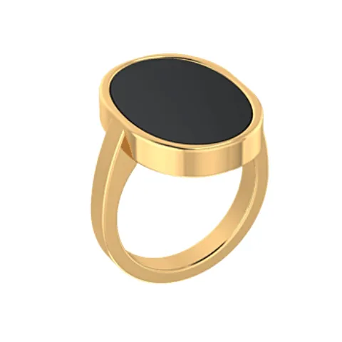 Oval Black Onyx Ring Yellow Gold