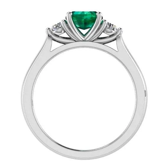 Oval Emerald and Diamond Engagement Ring 18K Gold