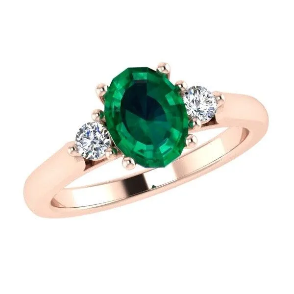 Oval Emerald and Diamond Engagement Ring 18K Gold