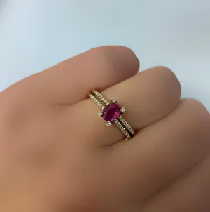 Oval Ruby Diamond Gold Ring