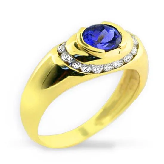 Oval Tanzanite and Diamond Ring 14K Yellow Gold