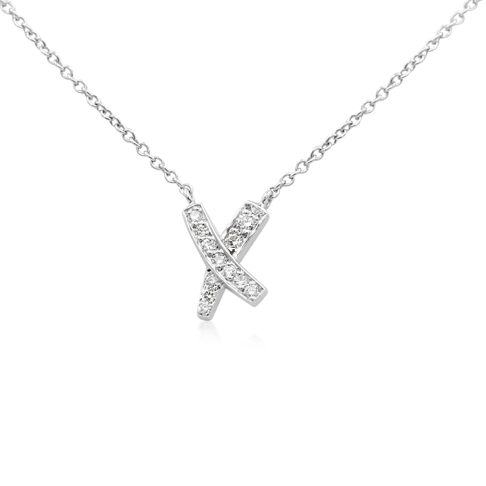 Paloma Picasso For Tiffany Diamond X Pendant Necklace 16"