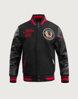 Patterned fashion (floral, stripes, etc.) Pro Standard Chicago Blackhawks Retro Classic Rib Wool Varsity Jacket Beaded fashion items