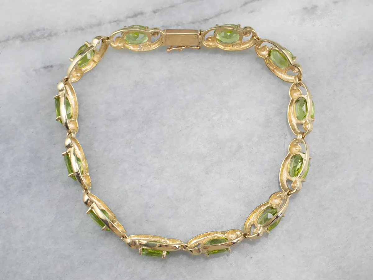 Peridot Gold Link Tennis Bracelet