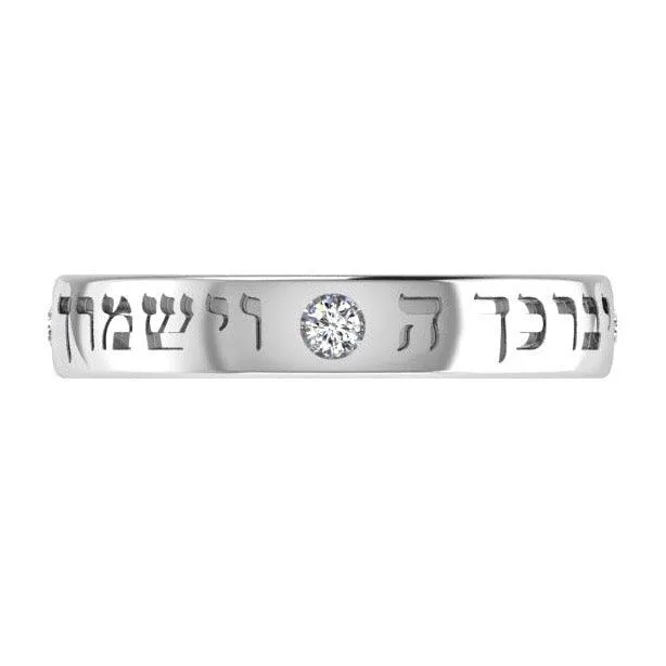Personalized Engraved Ring with Diamonds 14K Gold