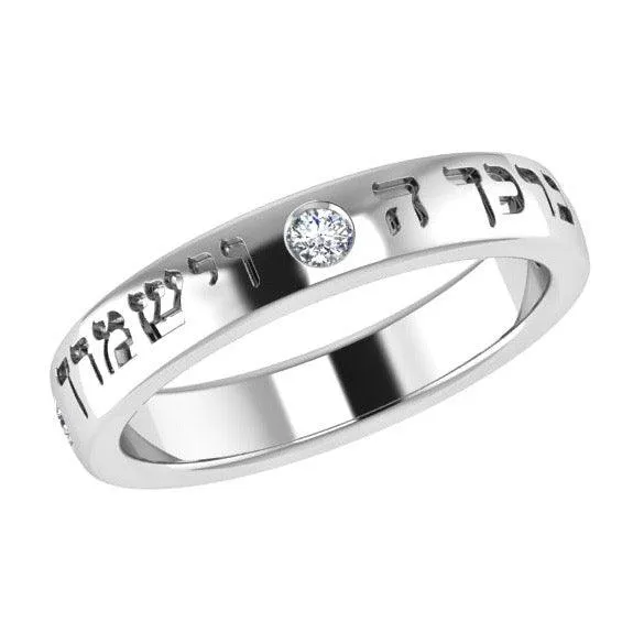 Personalized Engraved Ring with Diamonds 14K Gold