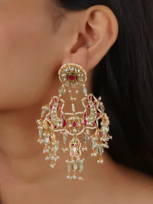 Pink Color Gold Plated Jadau Kundan Earrings - ME774WP