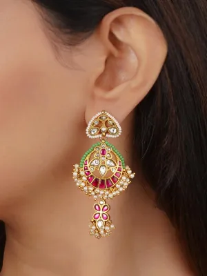 Pink Color Gold Plated Mishr Earrings - MR-E246M
