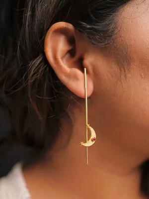 Pink Color Gold Plated Temple Earrings - TR-EAR59P