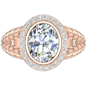 Pink Gold Diamond Ring Cable Coil Design Setting