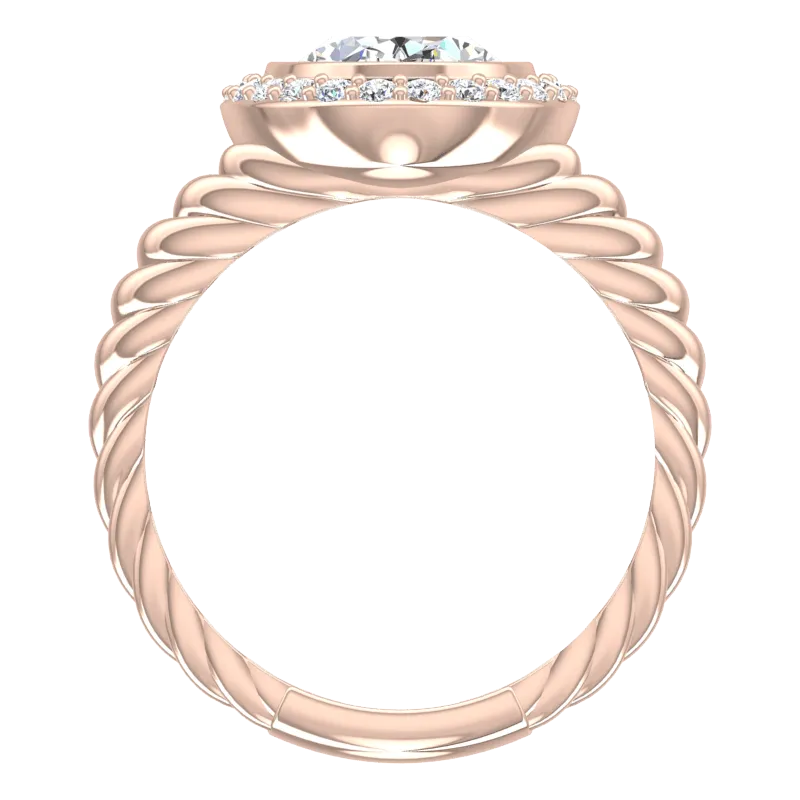 Pink Gold Diamond Ring Cable Coil Design Setting
