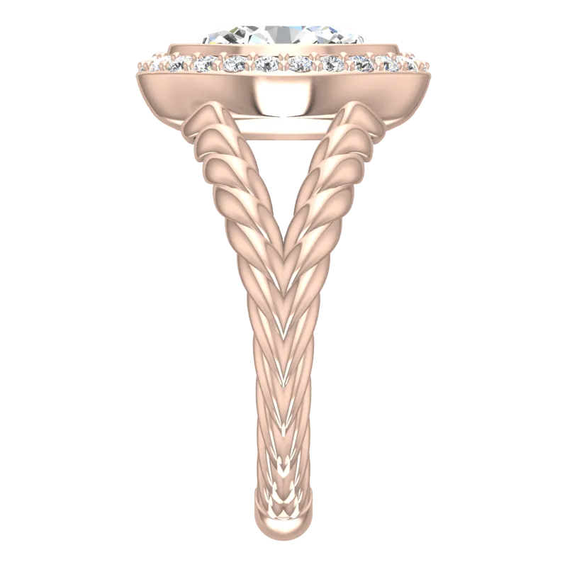 Pink Gold Diamond Ring Cable Coil Design Setting
