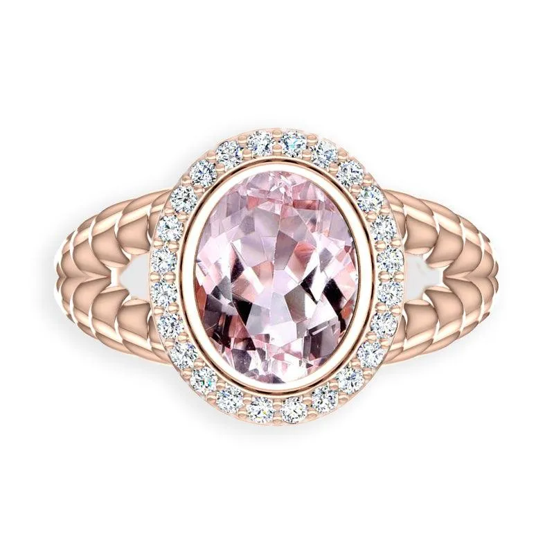 Pink Gold Diamond Ring Cable Coil Design Setting