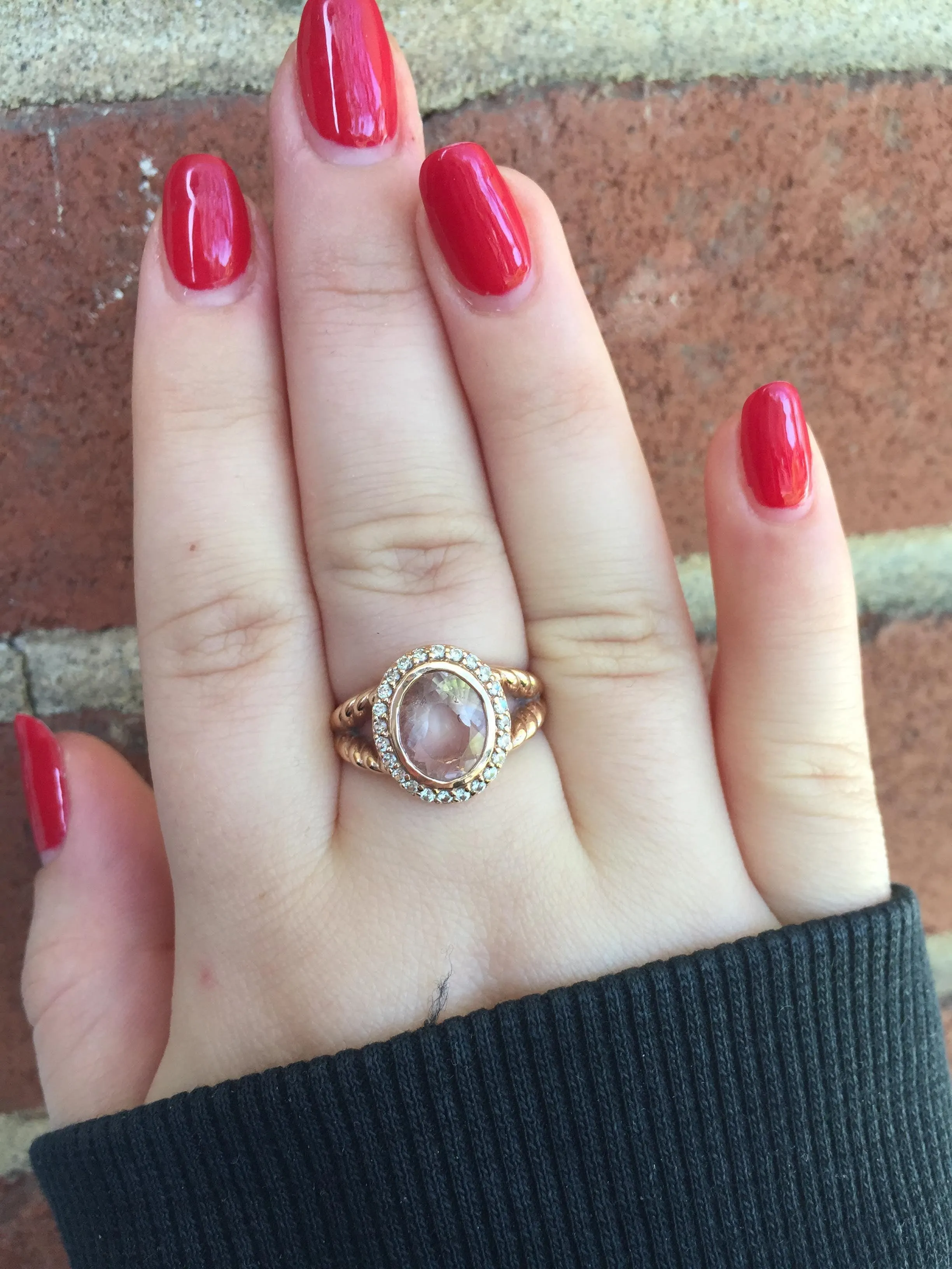 Pink Gold Diamond Ring Cable Coil Design Setting