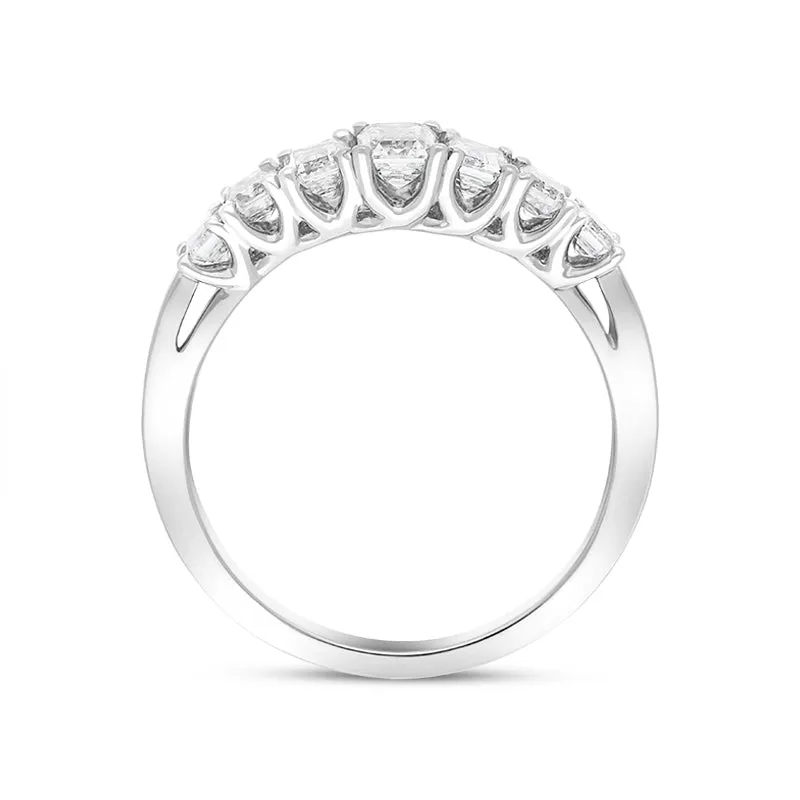 Platinum 1.16ct Diamond Emerald Cut Graduated Half Eternity Ring
