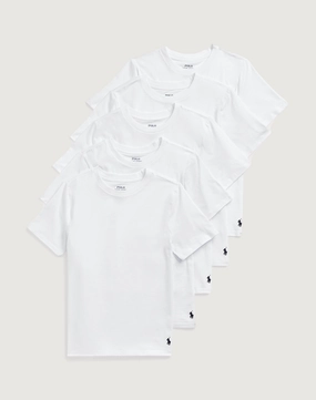 Polo Ralph Lauren Slim-Fit Cotton Crewneck Tee 5-Pack Grade-School Polyester - used fashion Fashion subscription services