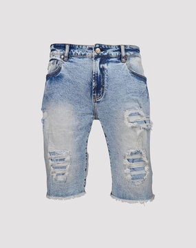 Polyester - used fashion Grindhouse Rip N Tear Blue Denim Shorts Popular fashion picks