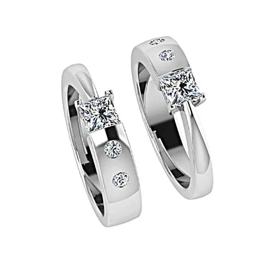 Princess Diamond and Round Diamond Ring