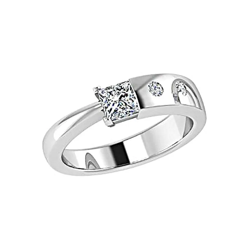 Princess Diamond and Round Diamond Ring