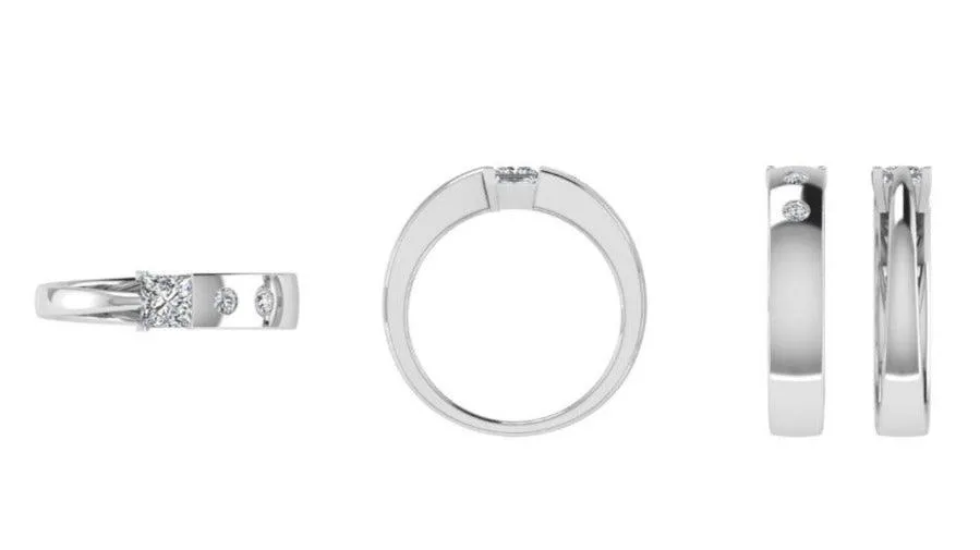 Princess Diamond and Round Diamond Ring