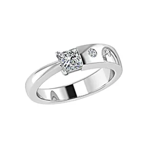 Princess Diamond and Round Diamond Ring